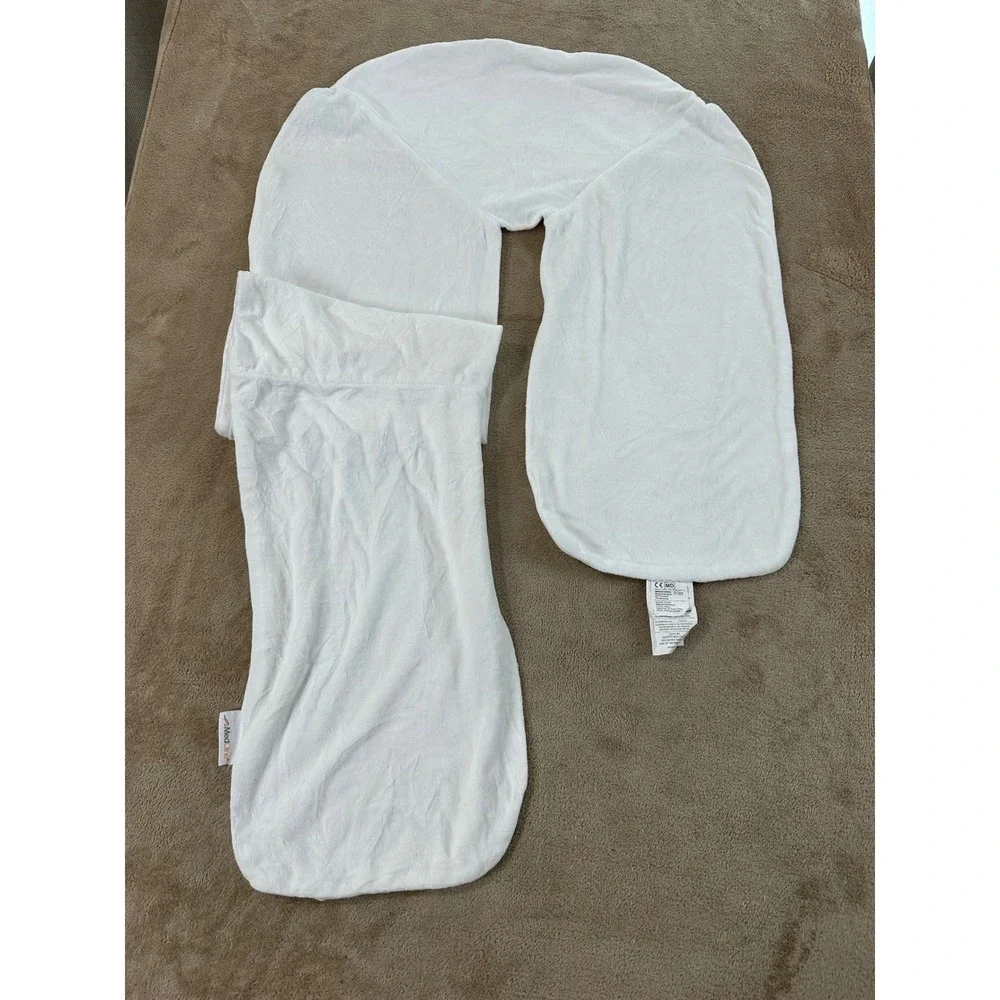 MedCline‎ Therapeutic Body Pillow Case White Plush Replacement Cover J-Shape EUC